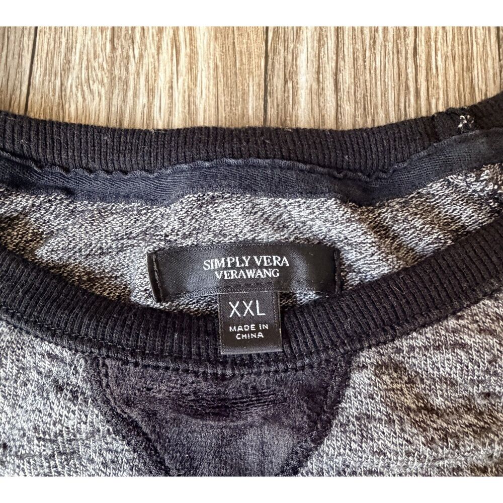 Simply Vera Vera Wang Sweatshirt XXL Grey Soft Knit Front Pockets Loungewear Top - Picture 3 of 9